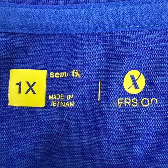 Xersion Womens Blue Semi Fit V Neck Short Sleeve Shirt Size 1X Polyester - Picture 4 of 11